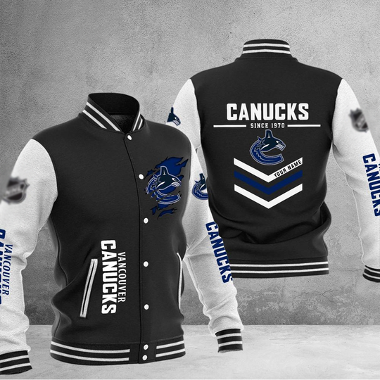Discover Vancouver Canucks Team Personalized Varsity Baseball Jacket