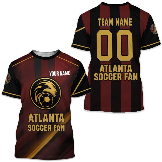 Custom Name Atlanta United FC Soccer Fan 3D T-Shirt Personalized Jersey