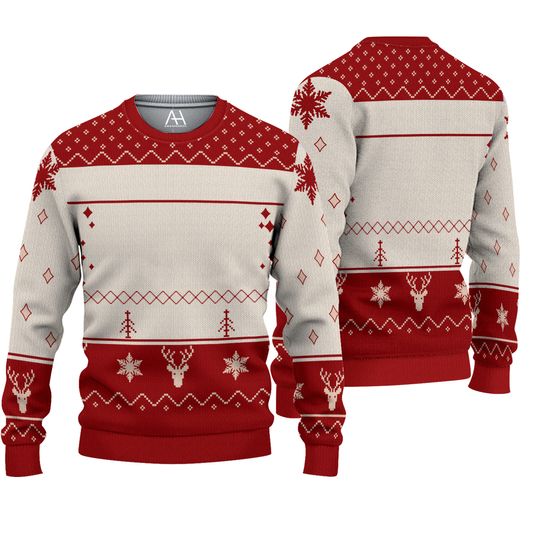 Blank Ugly Christmas Sweater, Customizable Christmas Jumper, Ugly Sweater Party Outfit, Funny Holiday Gift, Personalized Xmas Jumper