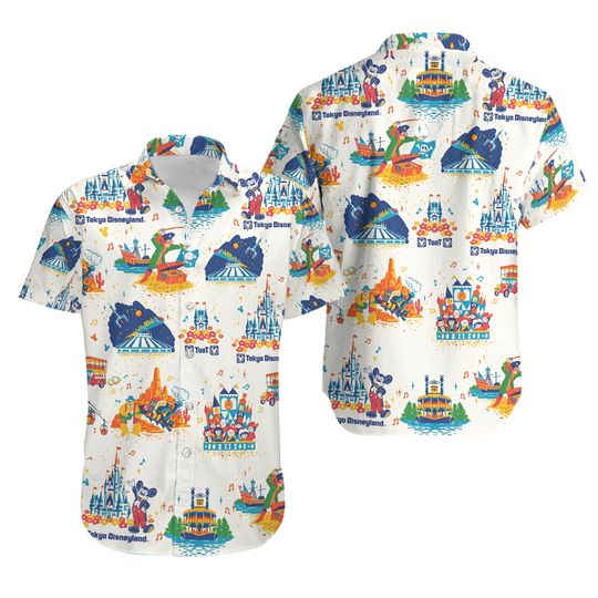 Tokyo Disneyland Hawaiian Shirt, WDW Magic Kingdom Hawaii Shirt