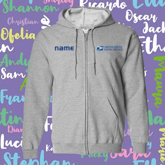 Postal Service Personalized Name Full-Zip Print Hooded Sweatshirt