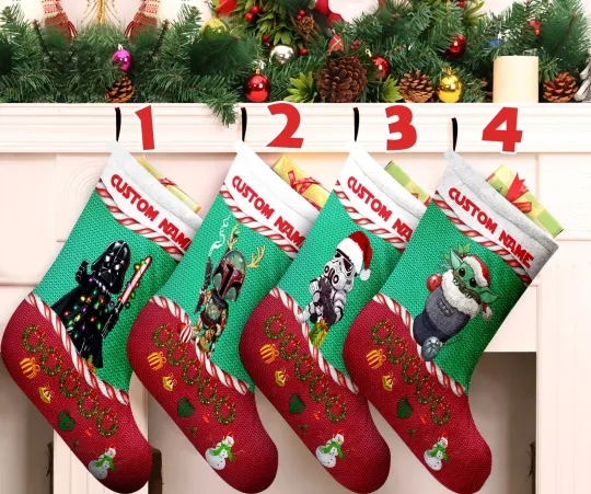 Discover Personalized Star Wars Christmas Stocking Gift, Star Wars Stocking Chimney Decor