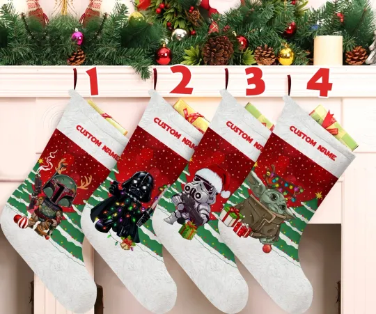 Discover Personalized Star Wars Christmas Stocking Gift, Star Wars Stocking Chimney Decor