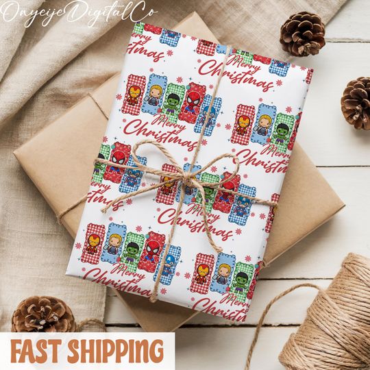 Christmas Superhero Wrapping Paper - 90s Christmas Movie Gift Wrap