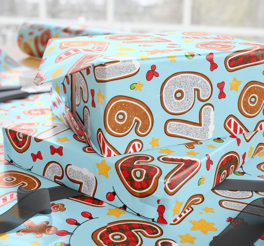 Discover 67 Wrapping Paper, Six Seven Gift Wrap, Brainrot Wrapping Paper, 67 Christmas, Childrens Wrapping Paper, 67 Meme Gift Wrap, Kids Gift Wrap