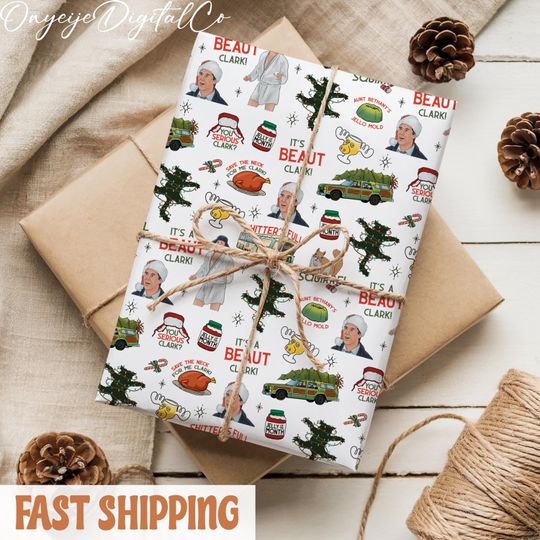 Discover Christmas Vacation Wrapping Paper  90's Christmas Movie Gift Wrap - Merry Christmas Shitter's Full