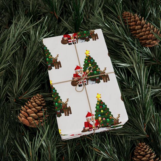 Christmas Wrapping Paper, Minecraft Christmas Gift Wrap, Christmas Lights Gift Wrap Roll, Custom Gaming Christmas Wrap, Kids Gift Wrap