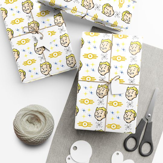 Discover Vault Boy Falllout Gift Wrap Paper | Retro Falllout Gaming Wrapping Paper | GreenGuard UL Certified | Falllout Christmas