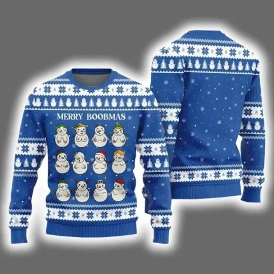 Discover Cheeky Snowmen Cute Christmas Puns Adult Ugly Sweatshirt