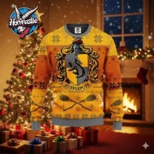 Hufflepuff Ugly Christmas Sweater Funny Harry Potter Holiday Gift