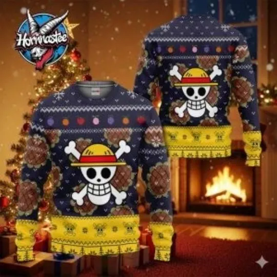 Luffy Wano Arc One Piece Ugly Christmas Sweater Anime Holiday Tee