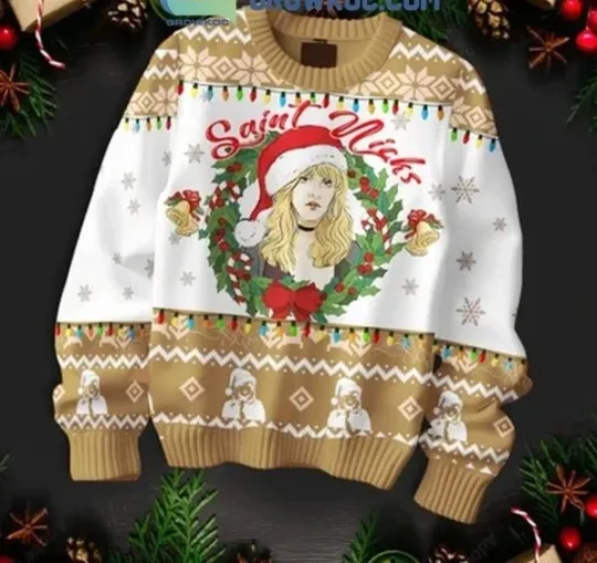 Discover Stevie Nicks Saint Nicks Merry Christmas 2025 Ugly Sweater D1O54