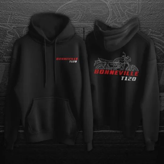 Discover Motorcycle Hoodie with Triumph Bonneville 2016-2024 Illustration