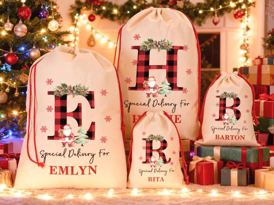 North Pole Santa Sack, Christmas Gift Sack for Kids, Personalised Santa Delivery Bag