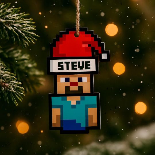 Discover Personalized Minecraft Christmas Ornament, Custom Santa Steve Ornament, Gamer Christmas Gift, Holiday Gift, Funny Christmas Decoration
