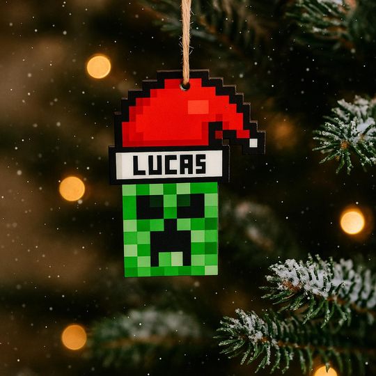 Discover Personalized Minecraft Christmas Ornament, Custom Santa Creeper Ornament, Gamer Christmas Gift, Holiday Gift, Funny Christmas Decoration