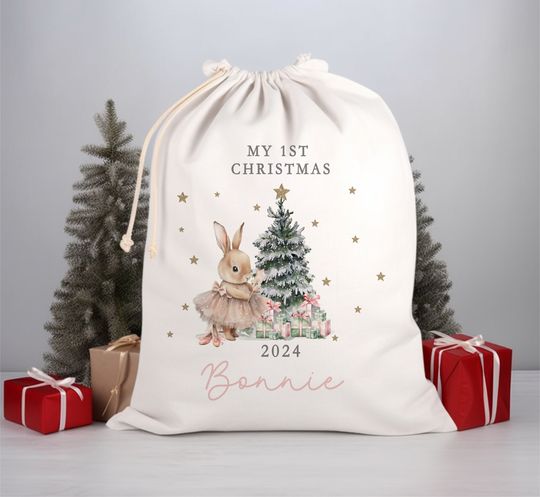 Discover Personalised Santa Sack Christmas Sack Christmas Eve Box Baby First Christmas Baby Girl Toy Sack Christmas Stocking