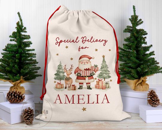 Discover Personalised Santa Sack for Kids, Christmas Present Sack, Toy Sack, Christmas Eve Box, First Christmas Gift, Christmas Stocking