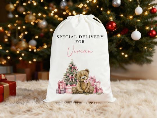 Custom Christmas Large Santa Sack with Name, Christmas Stocking, and Toy Sack for Kids