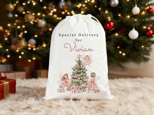 Custom Girl's Christmas Santa Sack with Name, Christmas Toy Sack, Christmas Gifts Bag