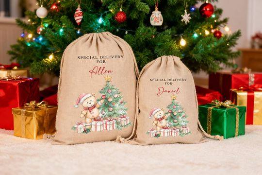 Discover Christmas Santa Sack, Christmas Stocking, Christmas Eve Sack, Christmas Present Sack, Holiday Gift Bag
