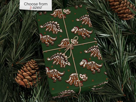 Discover Dino Cookie Wrapping Paper, Dino Christmas Gift Wrap