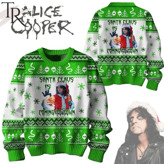 Discover Santa Claus Is Coming To Town Alice Cooper Ugly Sweater