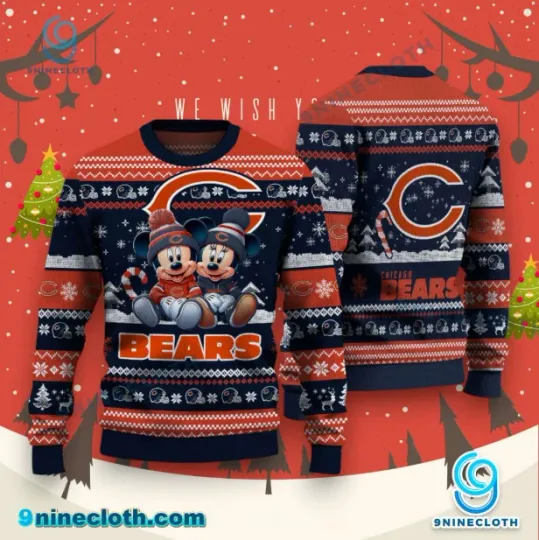 Discover Disney Mickey Inspired Chicago Football Ugly Christmas Sweater Holiday Pullover