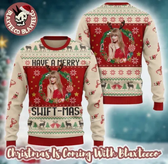 Discover Taylor Swi//ft Reindeer Have A Merry Swiftmas The Eras Tour Ugly Sweater
