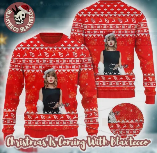 Discover Taylor Swi//ft With Santa Hat Signature Red Ugly Christmas Sweater