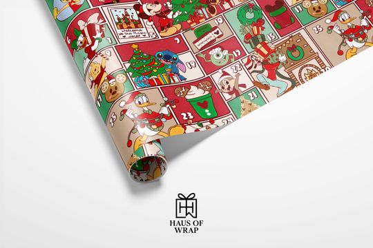 Discover Disney Christmas Wrapping Paper | Mickey Mouse Holiday Gift Wrap with Characters and Tree