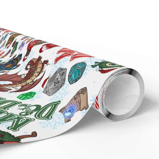 Discover Dungeons and Dragons Christmas Wrapping Paper, Festive Gift Wrap
