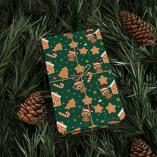 Festive Labubu Wrapping Paper for Holiday Gifts, Christmas Gift Wrap, Eco-Friendly Wrapping, Cute Holiday Designs, Cheerful Winter Decor