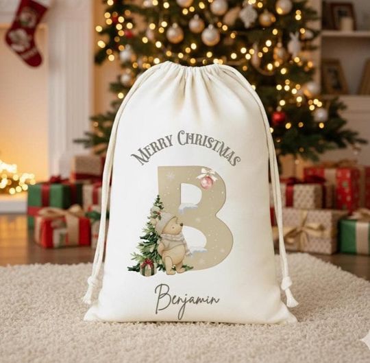 Discover Personalised Pooh Bear Initial Christmas Sacks Xmas Sack, Santa Sacks Christmas Sack Personalised, Santa Sack Personalised, Santa Sack Large