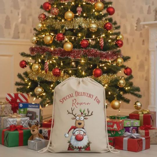 Discover Christmas Sacks Funny Reindeer, Xmas Sack, Santa Sacks Personalised Christmas Sack, Santa Sack Large  Santa Sacks Personalised 2025