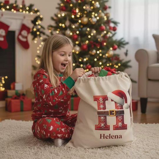Christmas Sacks With Initials, Xmas Sack, Santa Sacks, Christmas Sack Personalised, Santa Sack Large, Satna Sacks Personalised With Name
