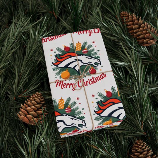 Discover Denver Football Merry Christmas Sports Gift Wrap, Holiday Present Wrap, Christmas Gift Wrap, Gift Packaging