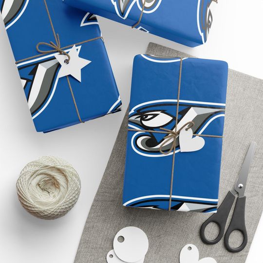 Discover Toronto Jays Baseball Wrapping Paper Gift Wrap for Birthday, Holiday, Blue Jays Wrapping Sheets, Sports Fan Christmas Gift Wrap, Sports