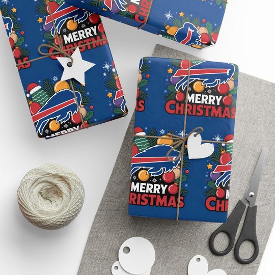Discover Buffalo Football Merry Christmas Sports Gift Wrap, Holiday Present Wrap, Christmas Gift Wrap, Gift Packaging