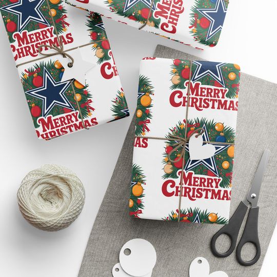 Discover Cowboys Football Merry Christmas Sports Gift Wrap, Holiday Present Wrap, Christmas Gift Wrap, Gift Packaging