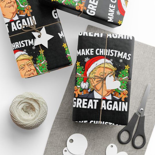 Make Christmas Great Again President Wrapping Papers, Holiday Gift Present, Funny Political American HD Printed