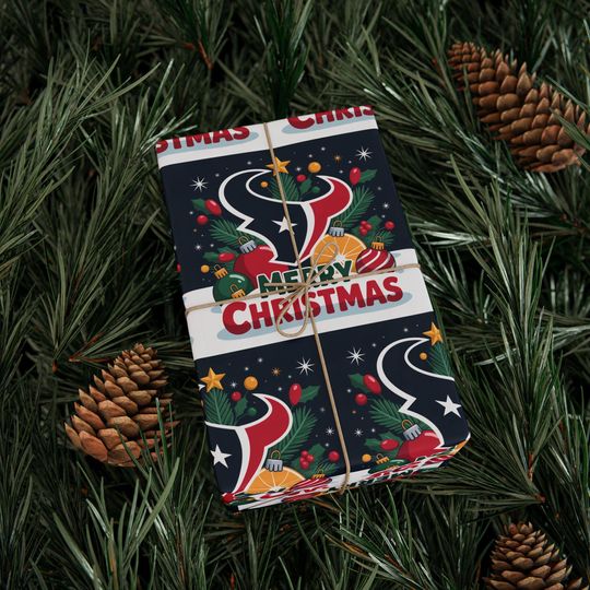 Discover Houston Football Merry Christmas Sports Gift Wrap, Holiday Present Wrap, Christmas Gift Wrap, Gift Packaging