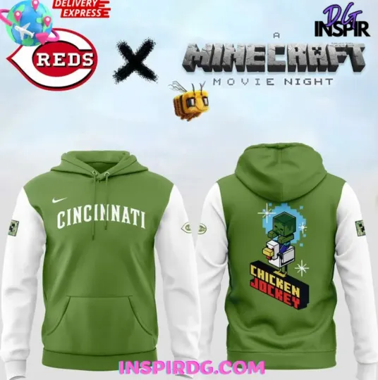 Discover Cincinnati Red X Mine*craft Chicken Jockey Movie Night 3D Hoodie