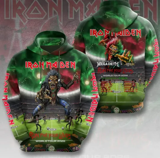 Discover 1Iron Maiden Run For Lives World Tour 2026 3D T-Shirt