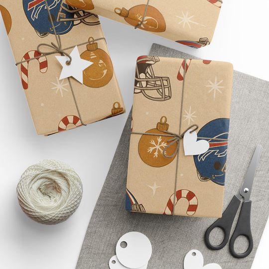 Buffalo Bills Wrapping Paper: Holiday football Gift Wrap