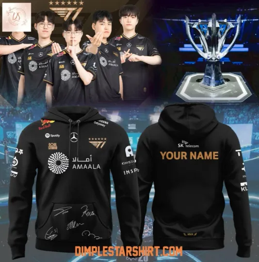 Discover Custom Name SKT T1 LOL World Champions 2025 3D Hoodie