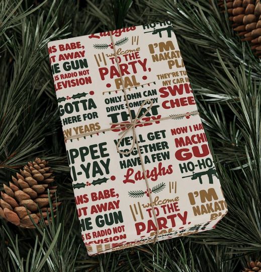 Die Hard Wrapping Paper, Holiday Movie Lover Gift Wrap, Christmas Present Paper
