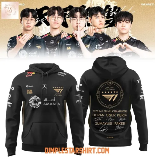 Discover T1 6 Time Lol World Champions 3D Hoodie Gift For Fans