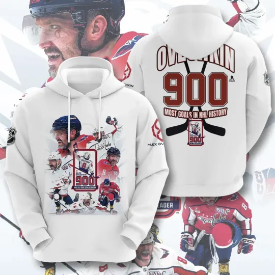 Discover Washington Capital Alex 1Ovechkin 900 Goals Celebration 2025 3D White Hoodie