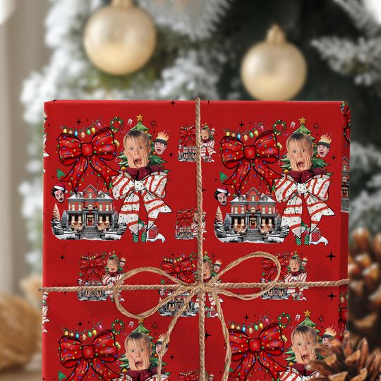 Home Alone Plan Christmas Movie Wrapping Paper, Funny Gift Wrap, Hilarious Xmas Gift Wrap, Unique Holiday Wrapping Paper Themed Gift Wrap